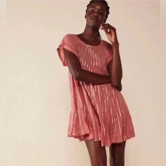 Free People Mint Julep Mini Dress in Coral - Picture 1 of 7